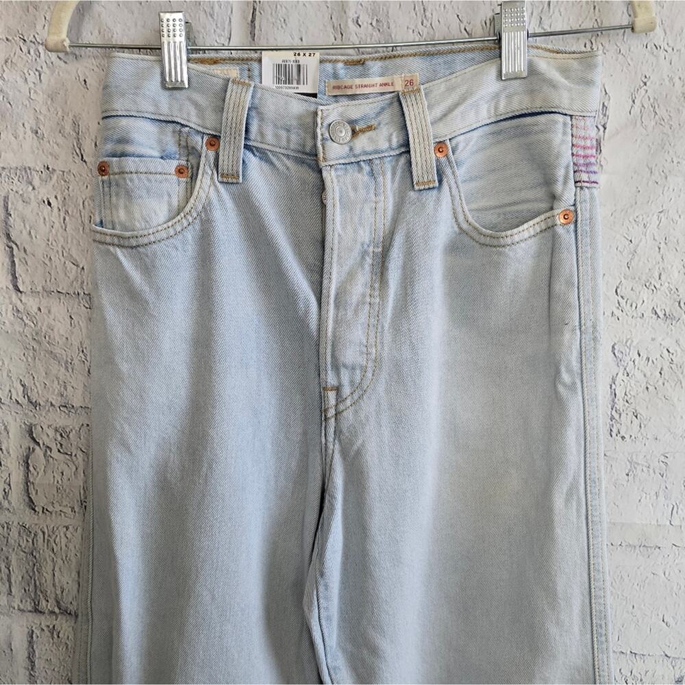 Levi's Ribcage Super High Rise Ankle Straight Light Wash Jeans NWT 26 X 27 - Picture 7 of 16